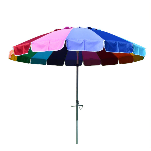 8' Beach Umbrella Rainbow with Anchor and Carry Bag