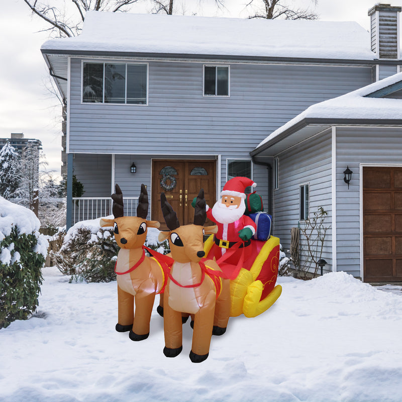 4 ft Christmas Inflatable Santa Claus on Sleigh with Reindeer