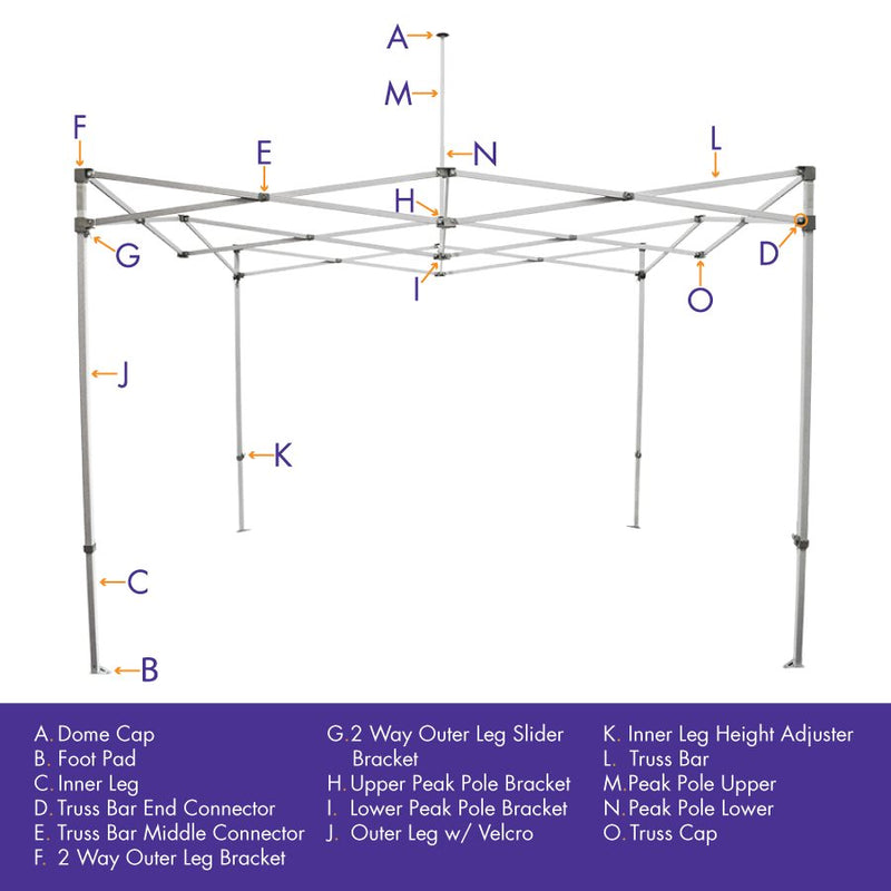 Part F. 2-Way Outer Leg Bracket, DS Frame Replacement Part - Impact Canopies USA