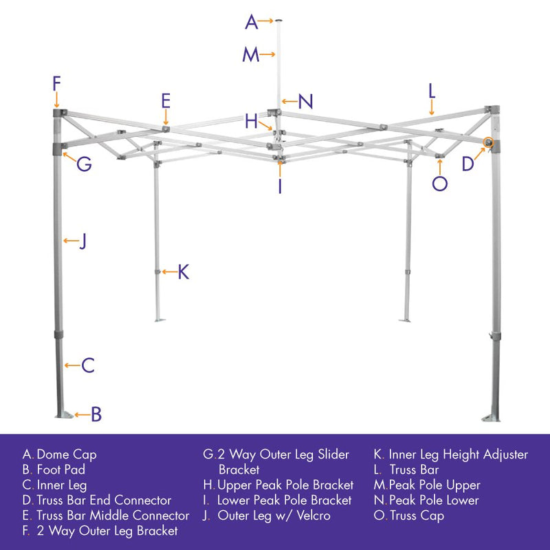 Part I. Lower Peak Pole Bracket, ML Frame Replacement Part - Impact Canopies USA