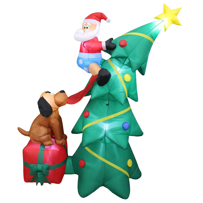 Inflatable Yard Christmas Decoration, Christmas Tree with Dog - 6' Tall - Impact Canopies USA