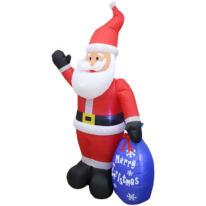 Inflatable Yard Christmas Decoration, Santa with Merry Christmas Gift Bag - 7' Tall - 4' Wide - Impact Canopies USA