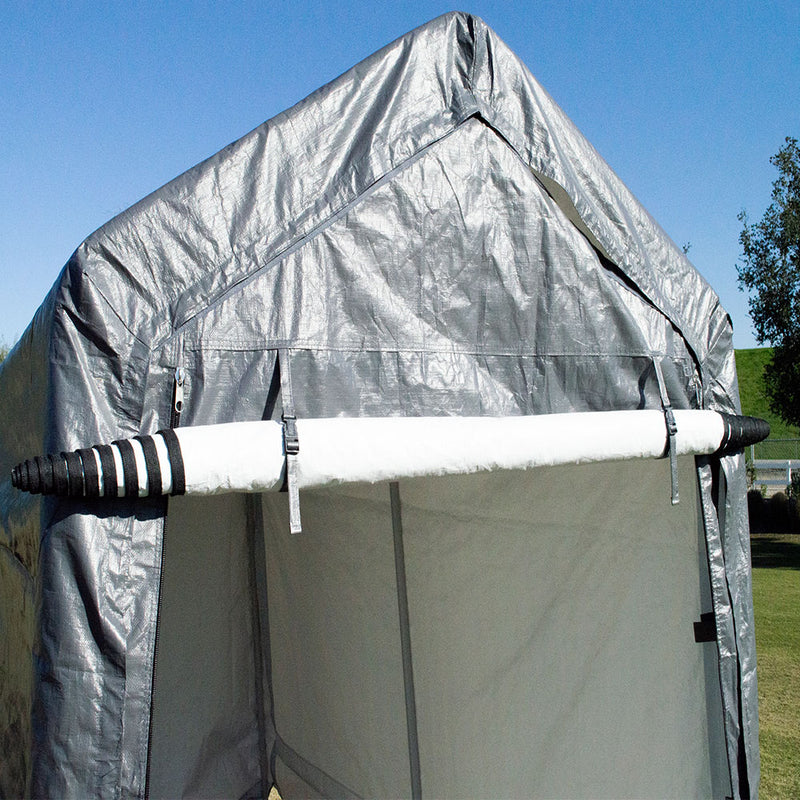 7x12 Portable Storage Shed - Motorcycle Cover - Lawnmower Shed - Gray - Impact Canopies USA