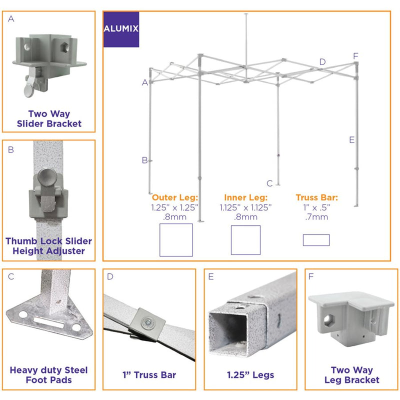 10x10 Alumix Pop Up Canopy Tent Side Walls and Awning - Impact Canopies USA