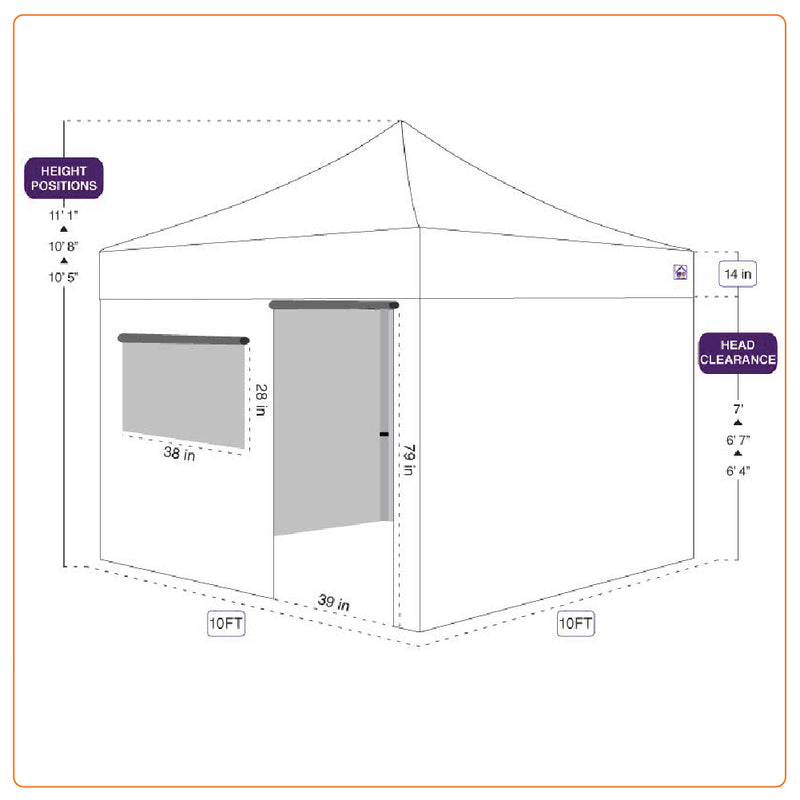 10x10 Pop up Canopy Tent Outdoor Market Canopy with Sidewalls / Weight Bags - Impact Canopies USA