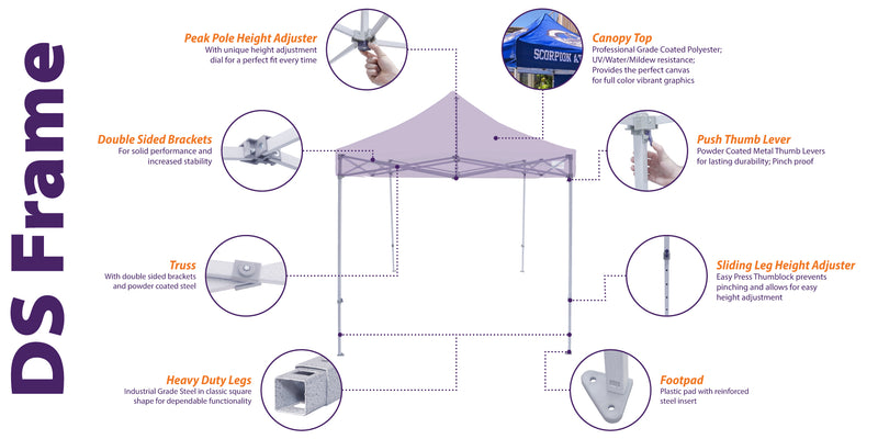 DS 5x5 Industrial Steel Pop Up Canopy