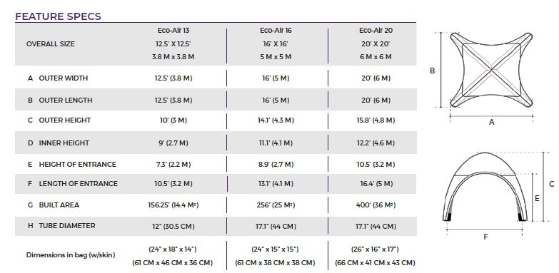 Custom Printed Eco Air Dome Inflatable Canopy Tent Structure