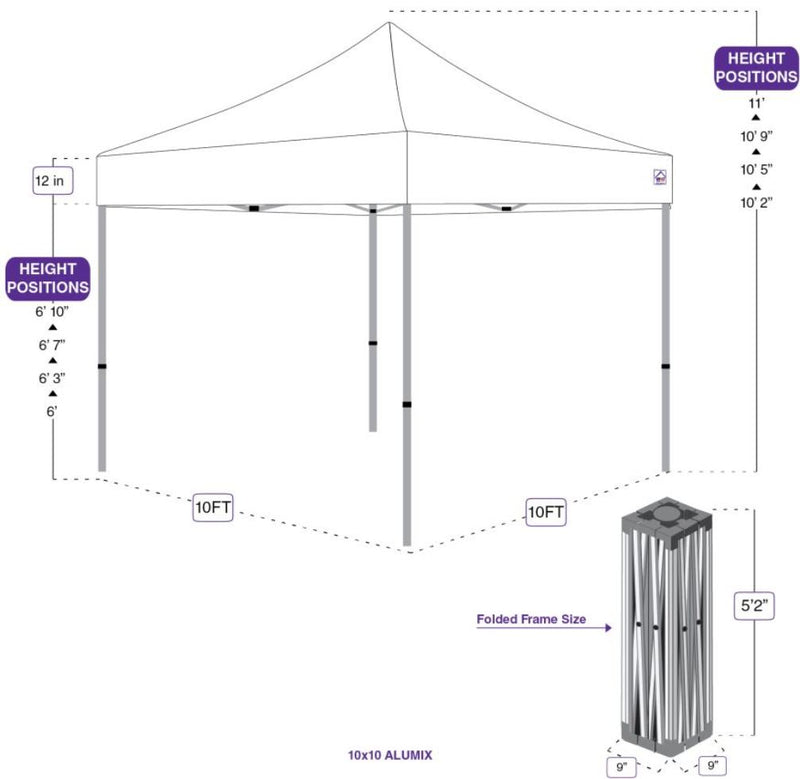 10x10 Alumix Pop Up Canopy Tent Side Walls and Awning - Impact Canopies USA