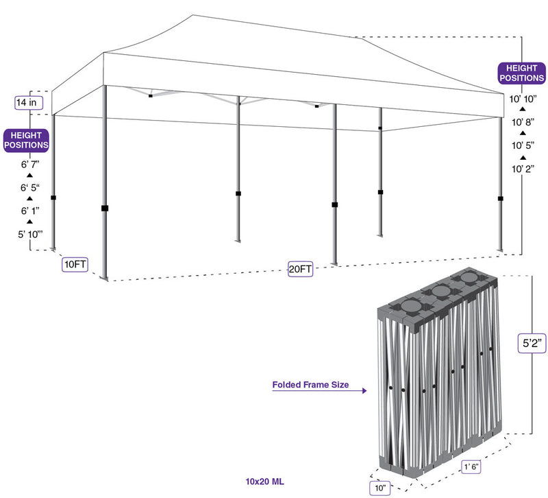 10x20 Industrial Aluminum Food Service Vendor Canopy Tent with Roller Bag - ML Series